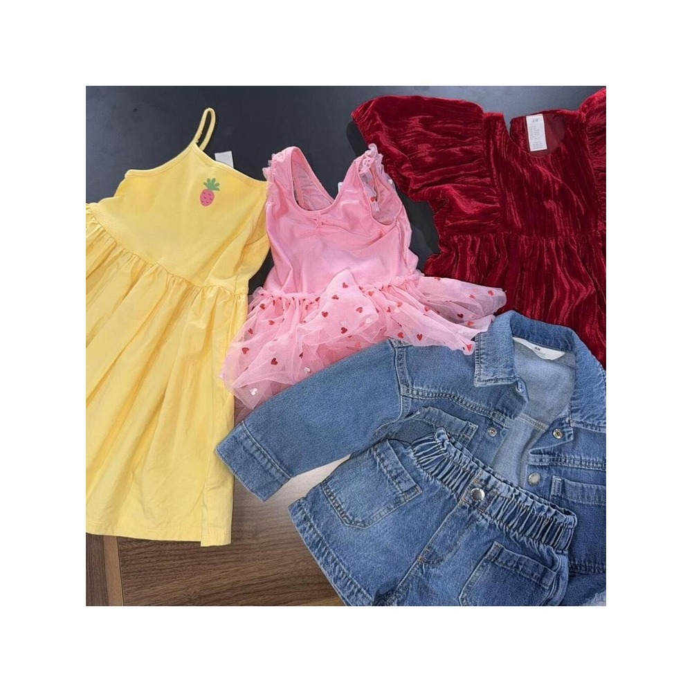 H&M Mixed Lot Toddler Girl 3T Multicolor Excellent Denim Velvet Dress Tutu Set